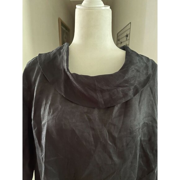 NWT Caroline Rose Women's Black 100% Linen Tunic Top - Picture 4 of 6